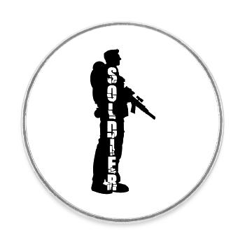 Soldat Silhouette Krieg General Freiheitskämpfer - Runder Kühlschrankmagnet - Weiß - Vorne