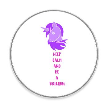 unicorn keep calm - Round  fridge magnet - white - Front