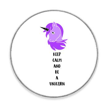 unicorn keep calm - Round  fridge magnet - white - Front