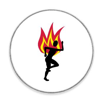 Jogger fire flame - Round  fridge magnet - white - Front