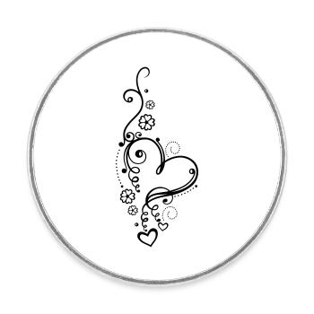 Coeur aux petits coeurs et aux fleurs - Magnet rond - blanc - Devant