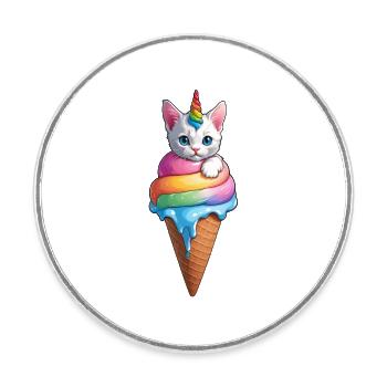 Unicorn Kitten - Runder Kühlschrankmagnet - Weiß - Vorne