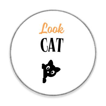 Look Cat - Magnet rond - blanc - Devant