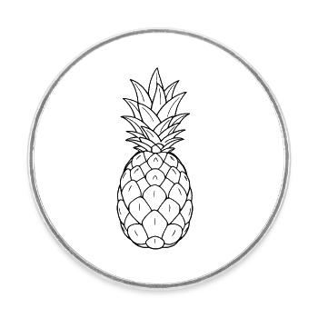 Minimalistic Pineapple - Runder Kühlschrankmagnet - Weiß - Vorne