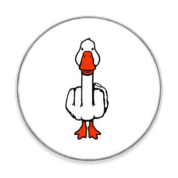 Goose Middle Finger Rebel Sarcastic Insult - Round  fridge magnet - white - Front