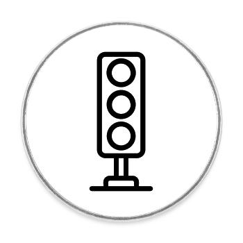 feu tricolore - Magnet rond - blanc - Devant