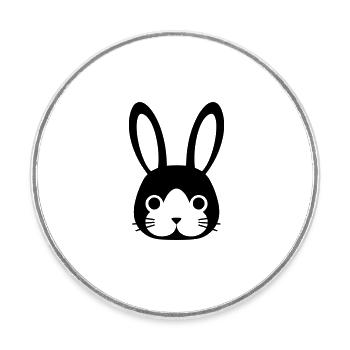 rabbit - Round  fridge magnet - white - Front