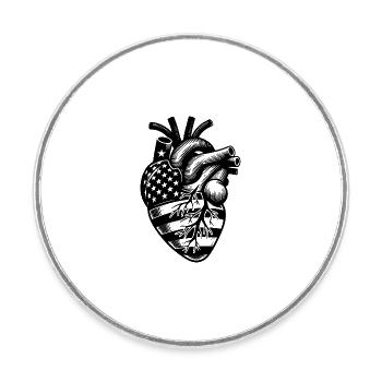 Patriotic USA National Flag Heart - Round  fridge magnet - white - Front