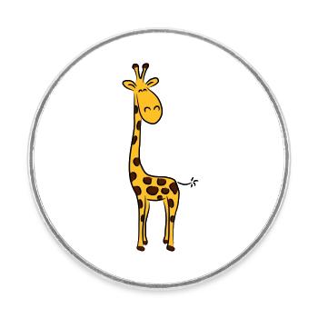 Funny Cool Happy Giraffe Africa Animal Comic - Round  fridge magnet - white - Front