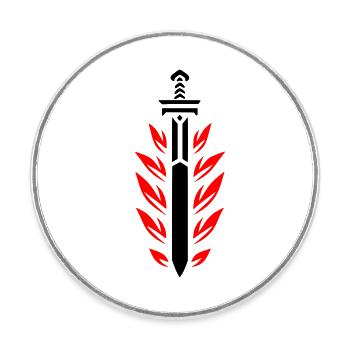 Flaming Sword - Round  fridge magnet - white - Front
