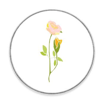 Rose - Magnet rond - blanc - Devant