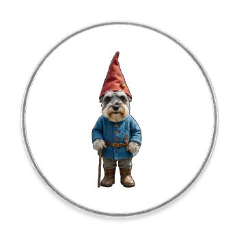 Gartenzwerg Schnauzer Zauber - Runder Kühlschrankmagnet - Weiß - Vorne