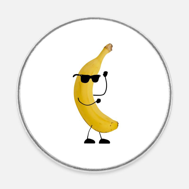 banane avec visage - Magnet rond - blanc