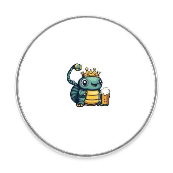Wurm Bier Lustig - Runder Kühlschrankmagnet - Weiß - Vorne