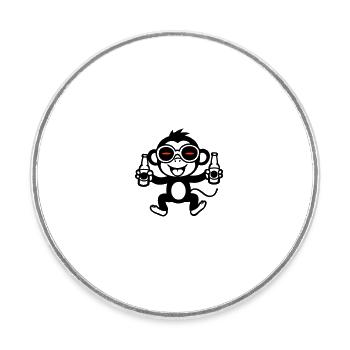 Singe de fête - Magnet rond - blanc - Devant