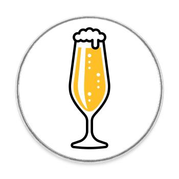 Pilsglas Schlank (Bier / Pils / Biertulpe / 2C) - Runder Kühlschrankmagnet - Weiß - Vorne