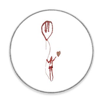 Ein Mädchen mit Herz und Luftballon - Runder Kühlschrankmagnet - Weiß - Vorne