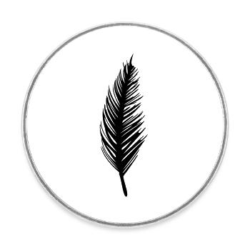 feather - Round  fridge magnet - white - Front