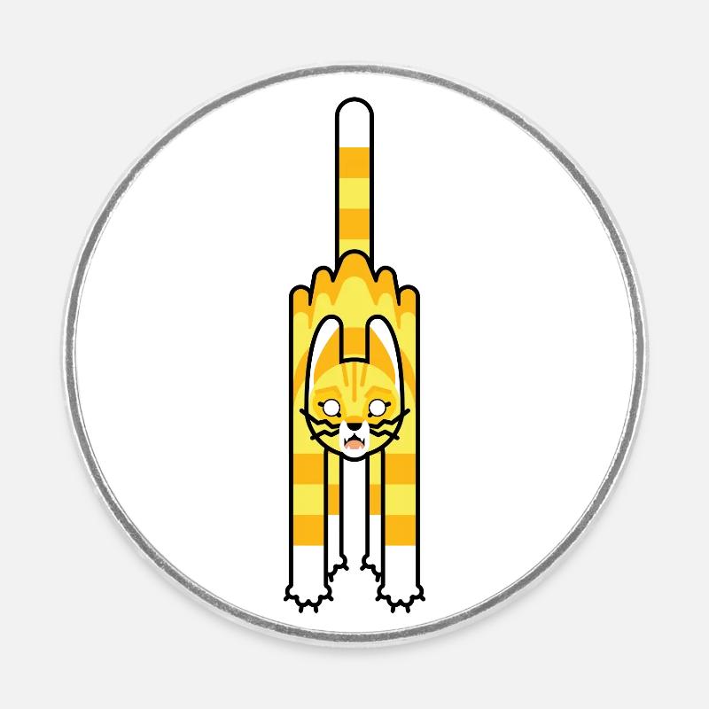Chat jaune effrayé - Magnet rond - blanc