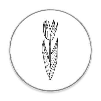Tulipe fleurie - Magnet rond - blanc - Devant