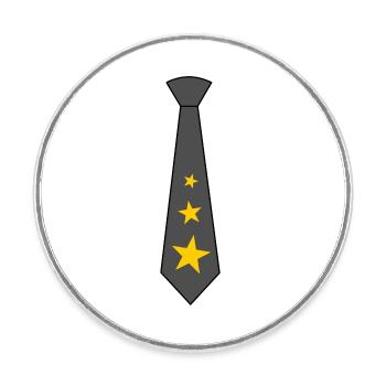 Cravate avec des étoiles - Magnet rond - blanc - Devant