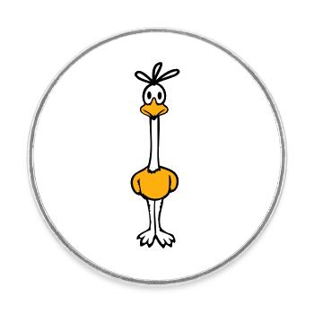 Road Runner Kuckuck Vogel lustig langer Hals steht - Runder Kühlschrankmagnet - Weiß - Vorne