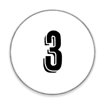 Jersey number 3 - Number - Three - Round  fridge magnet - white - Front