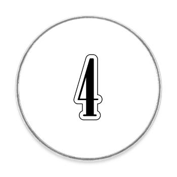 4 Number symbol - Round  fridge magnet - white - Front