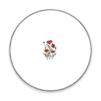 Coquelicots Matisse inspiré - Magnet rond - blanc - Devant