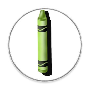 Crayon green - digital drawing - Round  fridge magnet - white - Front