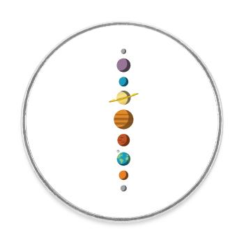 Solar system - Round  fridge magnet - white - Front