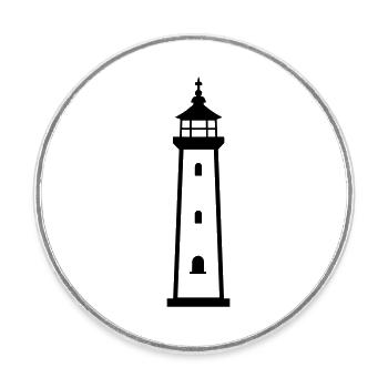 Phare - Magnet rond - blanc - Devant