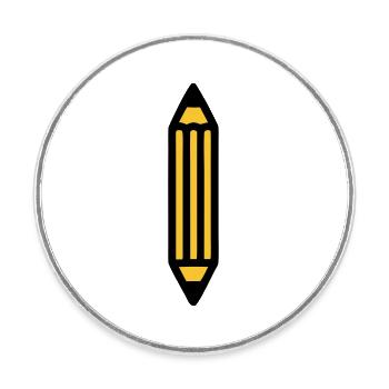 Pencil Writing Author Art - Round  fridge magnet - white - Front