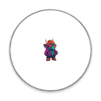 Dinosaur triceratops Winter Comic - Round  fridge magnet - white - Front