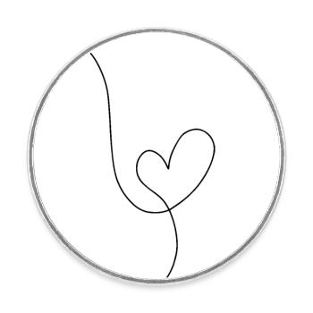 Heart black line drawing - Round  fridge magnet - white - Front
