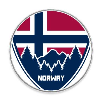 Norvège - Norge - Norvège - Armoiries - Magnet rond - blanc - Devant