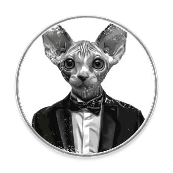 Chefkatze - Runder Kühlschrankmagnet - Weiß - Vorne