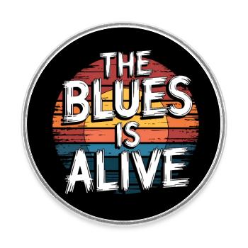 Der Blues lebt vintage Bluesdesign - Runder Kühlschrankmagnet - Weiß - Vorne