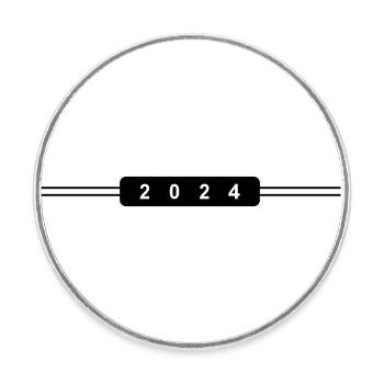 2024 Jahr - Runder Kühlschrankmagnet - Weiß - Vorne