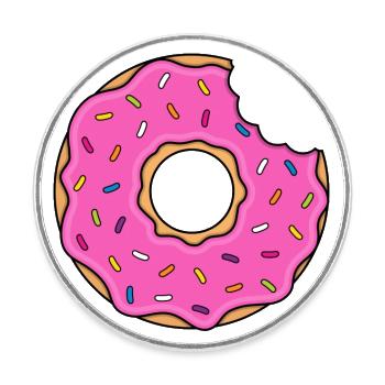 Donut mit Biss in pink mit bunten Zuckerstreuseln - Runder Kühlschrankmagnet - Weiß - Vorne