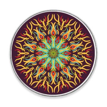 Flame (Mandala) - Round  fridge magnet - white - Front