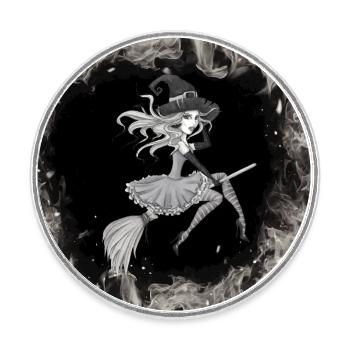 Witch - Round  fridge magnet - white - Front