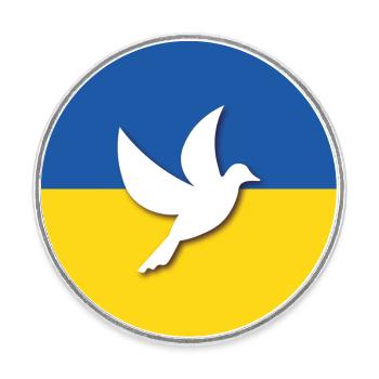 Ukraine Colombe de la Paix - Magnet rond - blanc - Devant