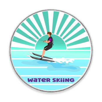 Sunset water skiing - Round  fridge magnet - white - Front