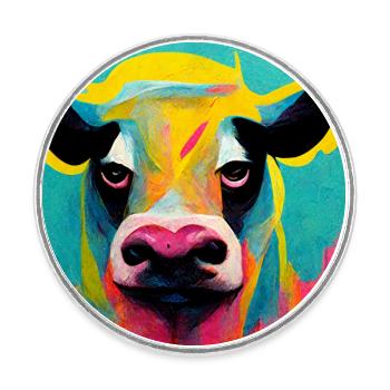 Drôle de vache Pop Art Abstrait - Magnet rond - blanc - Devant