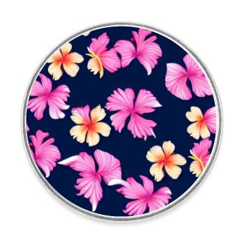 Musterblumen Hawaiianischer Hibiskus - Runder Kühlschrankmagnet - Weiß - Vorne