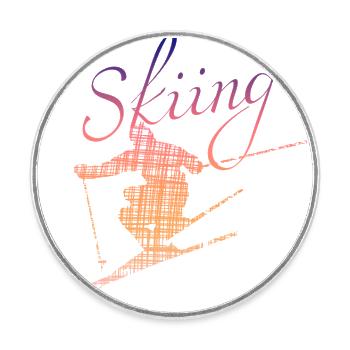 Skiing - Runder Kühlschrankmagnet - Weiß - Vorne