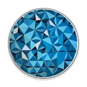 Esagono geometrico blu - Calamita tonda da frigo - bianco - Fronte