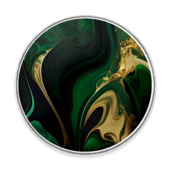 Emerald Green Marble Modern - Round  fridge magnet - white - Front