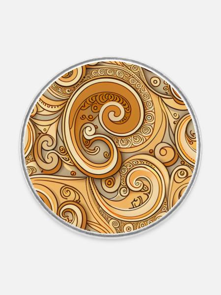 Yellow Swirl Abstract - Runder Kühlschrankmagnet - Weiß